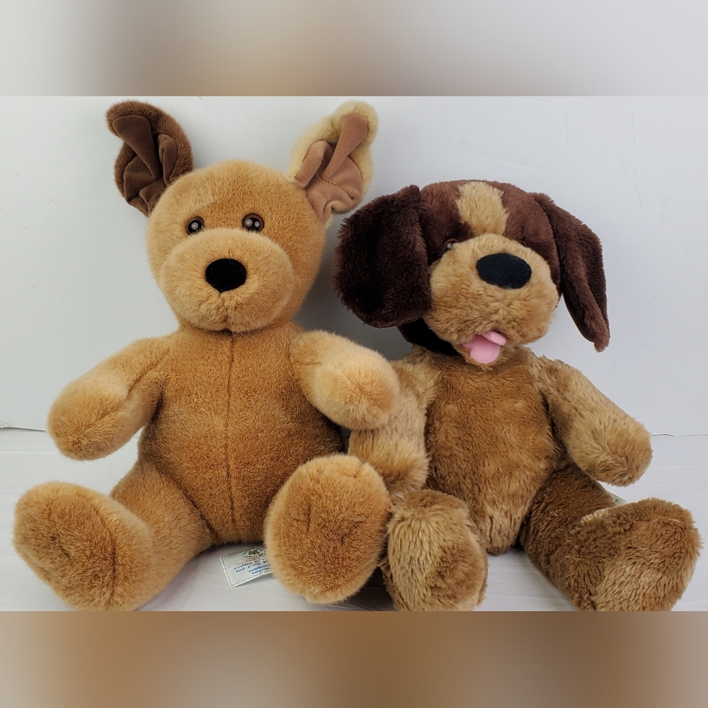 Build-A-Bear BAB Brown Sugar & Playful Puppy Dog Stuffed Animal Plush - Lot of 2